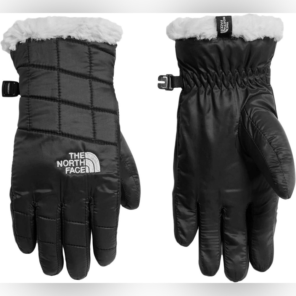 The North Face Mossbud Swirl Fleece Gloves Black Girl's Small Quilted Gorpcore